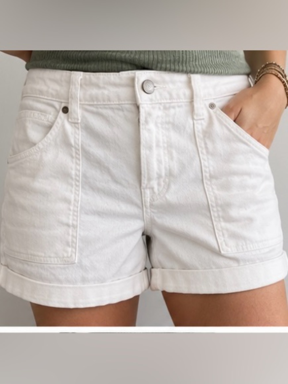 GAP Sexy Boyfriend Denim Shorts Size 12 White 99% Cotton